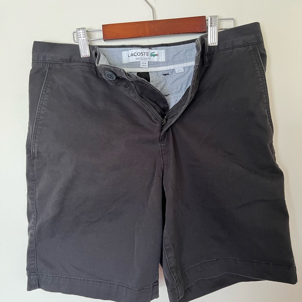 Lacoste Black Flat Front Chino Shorts
